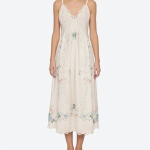 Sea Biscuit Sea New York VESNA DRESS WHITE Blue and Pink Embroidery